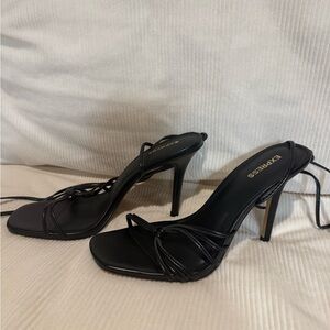 Express Black Strappy Lace-Up Stiletto Heels